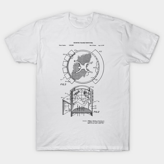 Indoor Skydiving Simulator Patent Print T-Shirt by MadebyDesign